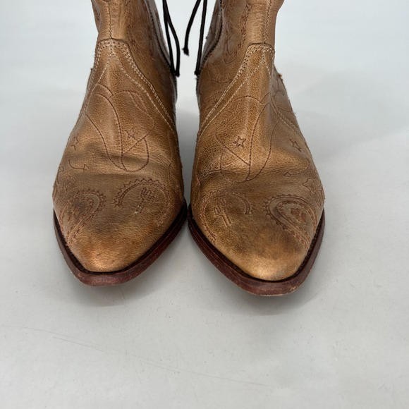 Free People Frontier Doodle Boots Womens 7.5 Western Rodeo Country Embroidered - Picture 4 of 15